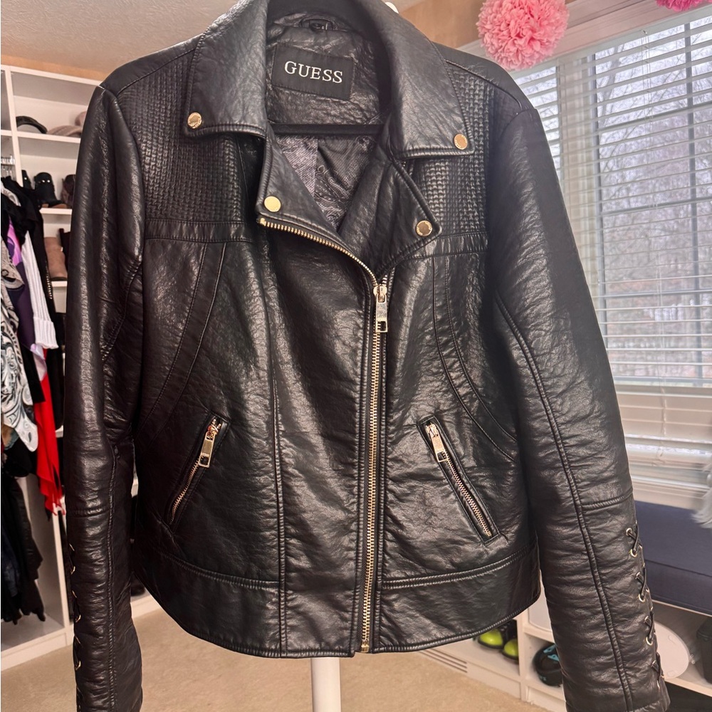 GUESS Black Leather Jacket for Women